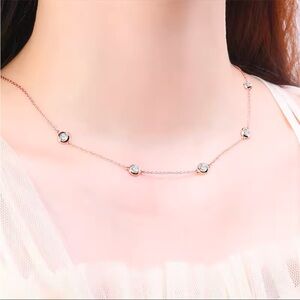 Genuine 2.5CT Moissanite Rose Gold, sterling silver Necklace, GRA certified